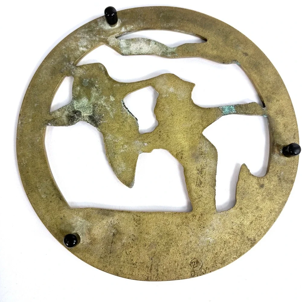 Otagiri Trivet Gold Brass Flying Geese Ducks Vintage OMC Japan 6.5 Inch